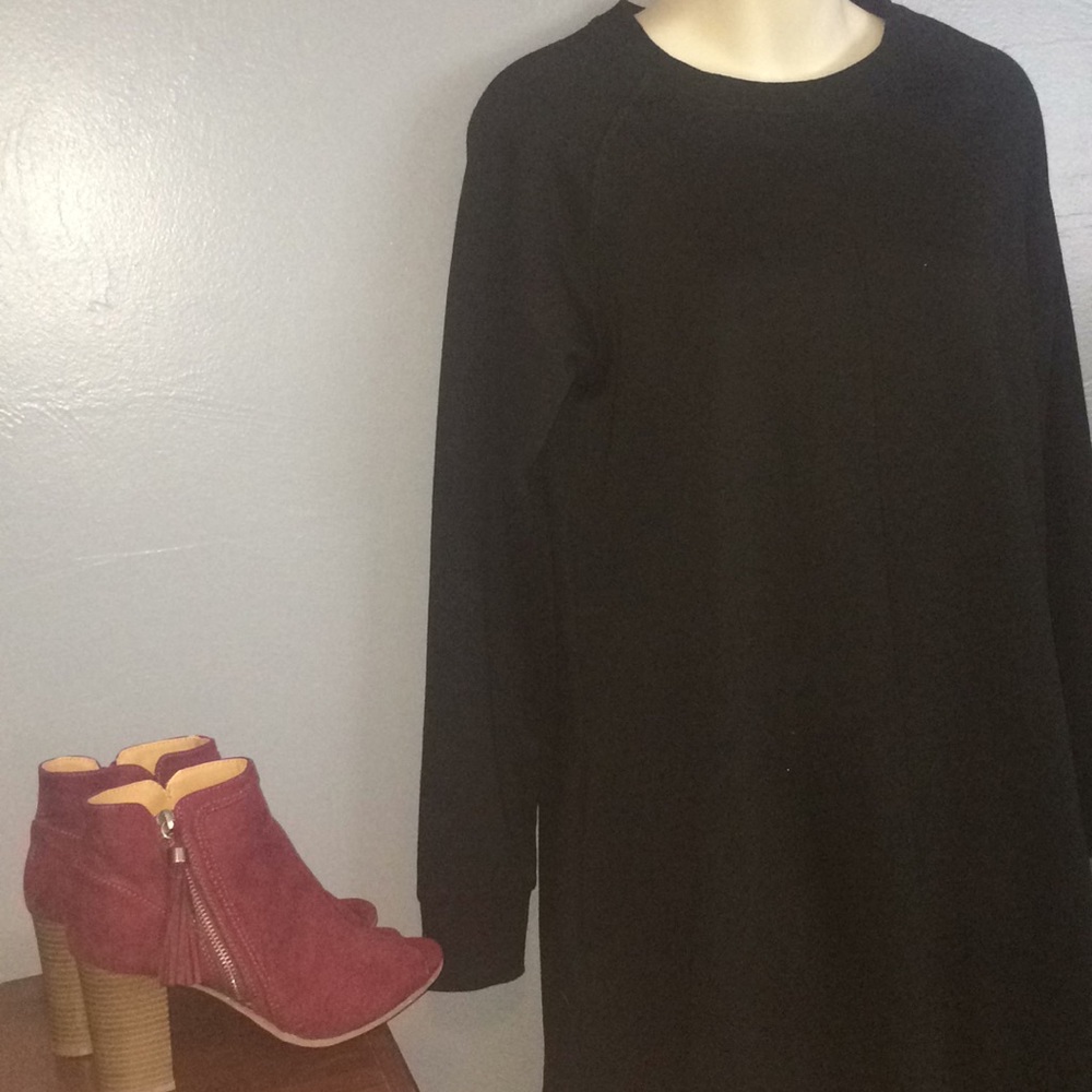And eawy black sweater dress with pockets